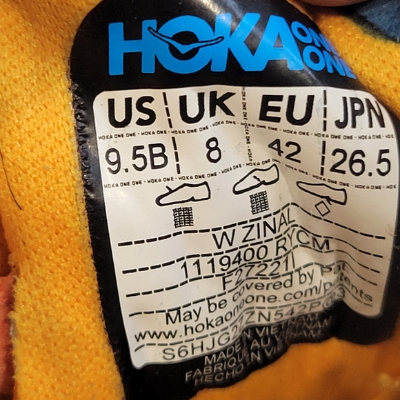 Hoka One One Womens Zinal 1119400 RYCM Orange Running Shoes Womens Size 9.5 B - Picture 10 of 10